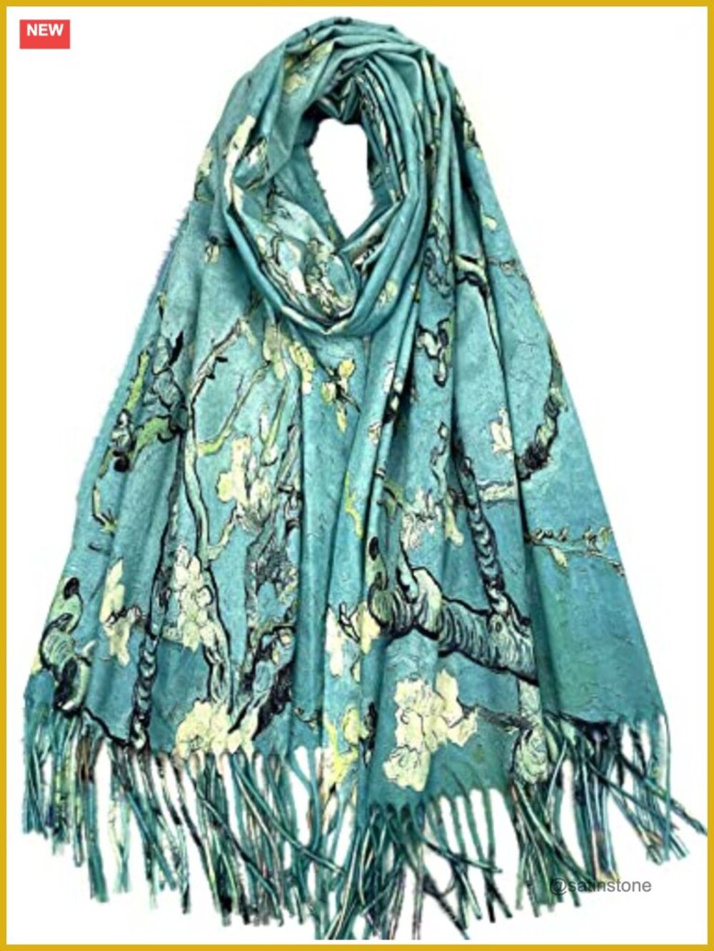 Reversible Art Print Scarf Wrap Pashmina Shawl Double Sided Large Warm